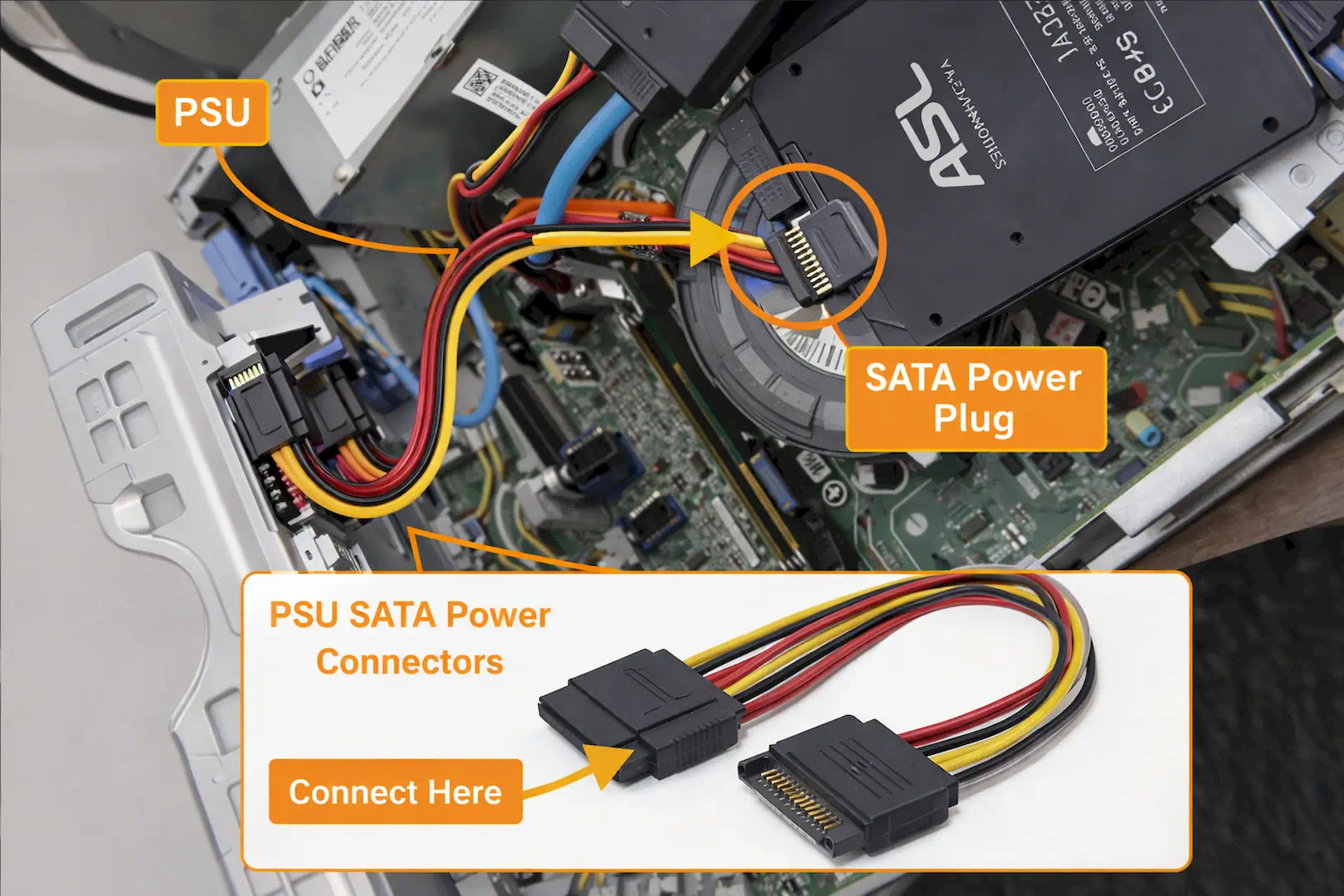 connecting ssd with the splitter 