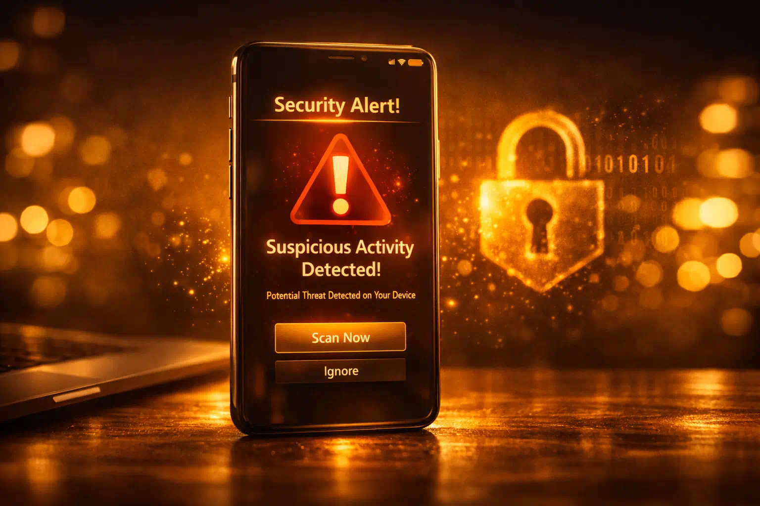 full hd high-quality graphic of a smartphone showing a security alert_result